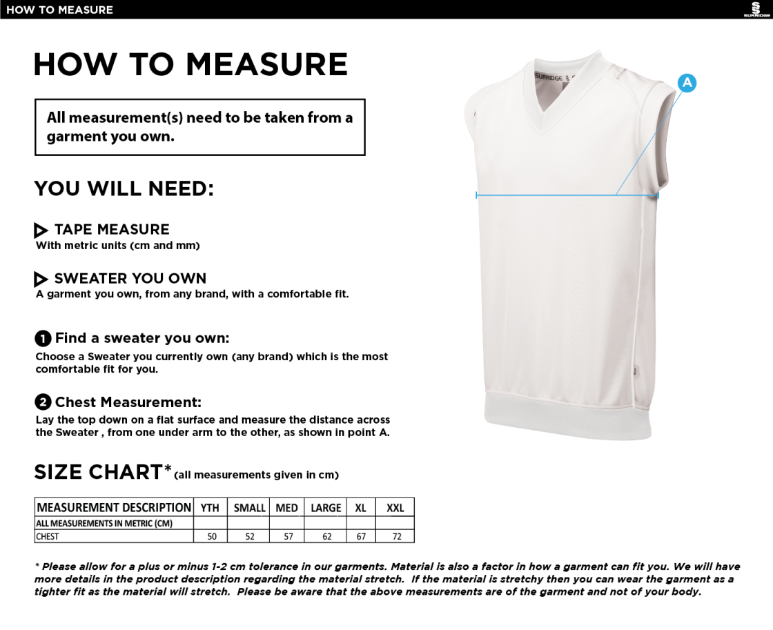 Eastonians CC - Curve Sleeveless Sweater - Size Guide