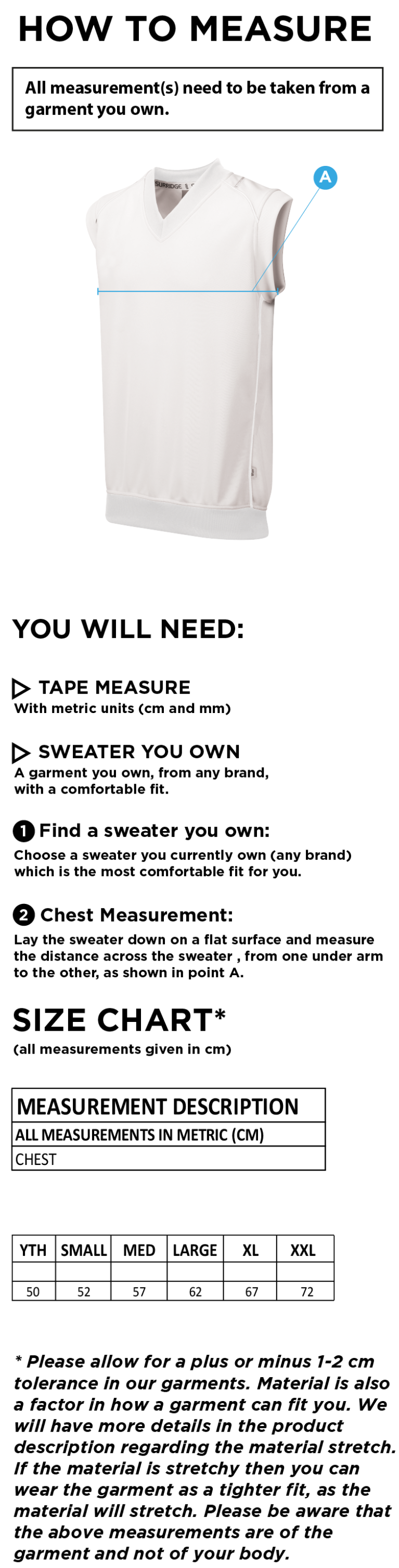 Eastonians CC - Curve Sleeveless Sweater - Size Guide