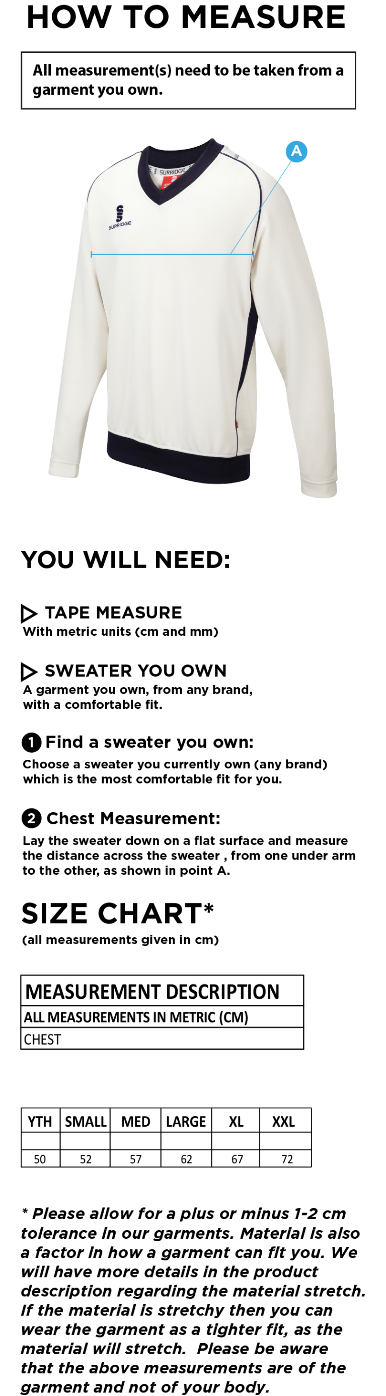 Eastonians CC - Curve Long Sleeve Sweater - Size Guide